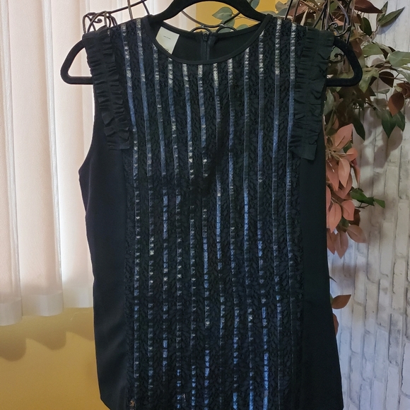 PINKO BLACK RUFFLE TANK TOP - Picture 4 of 10